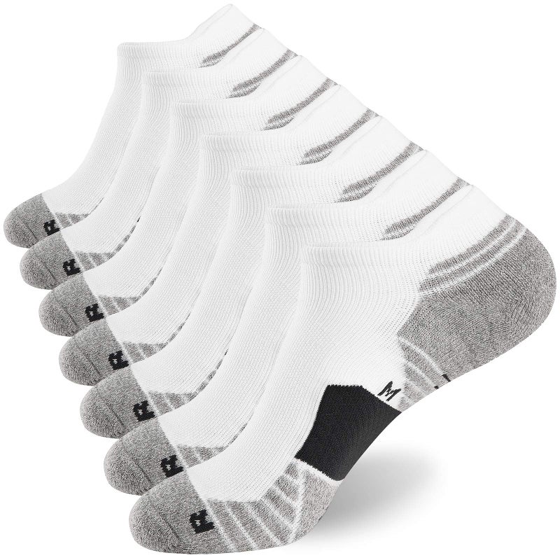 WANDER Men's Athletic Running Socks 7 Pairs Thick Cushion Ankle Socks for Men Sport Low Cut Socks 6-9/10-12 (7 Pairs White Grey, Shoe Size: 6-9) - Image 1